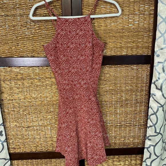 Hollister XS spaghetti strap rust colored with cream design throughout sundress - Picture 1 of 10